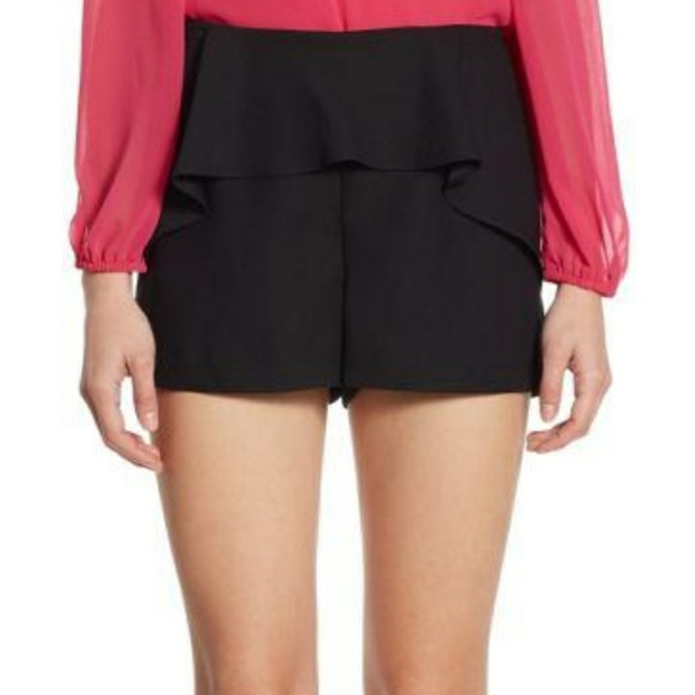Scripted Black Ruffle Front Shorts - Picture 2 of 4